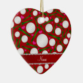 Persoonlijke naam rode golfballen t - shirts harte keramisch ornament (Rechts)