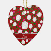 Persoonlijke naam rode golfballen t - shirts harte keramisch ornament (Links)