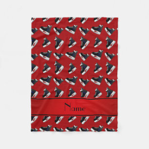 Persoonlijke naam rode hockeyschaatsen fleece deken