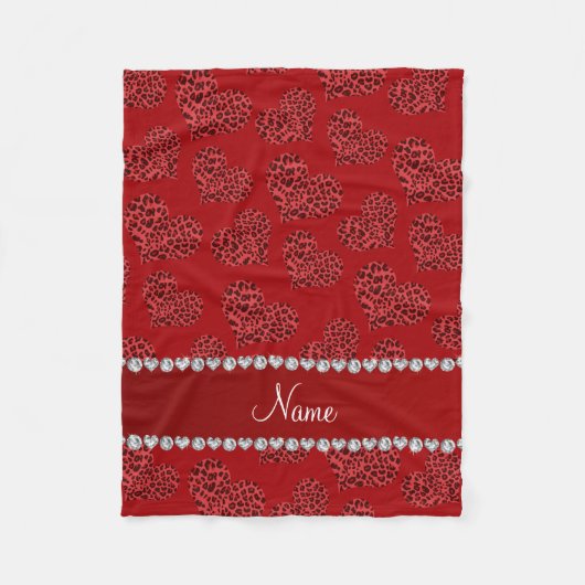 Persoonlijke naam rode luipaard fleece deken (Voorkant)
