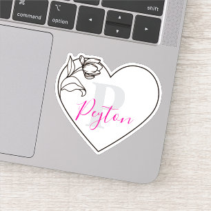 Persoonlijke naam Romantische Tulp Hart Sticker