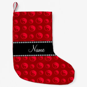 Persoonlijke naam rood met yang patroon kleine kerstsok