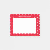 Persoonlijke naam rood-wit polka dot patroon post-it® notes (Voorkant)