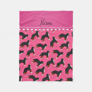 Persoonlijke naam roze Bernese Mountain-honden Fleece Deken
