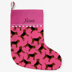 Persoonlijke naam roze bloedhonden kleine kerstsok
