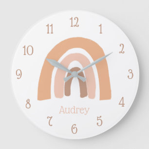 Persoonlijke naam Roze Boho Rainbow Grote Klok