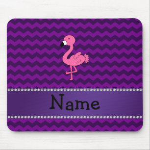 Persoonlijke naam roze flamingo paarse chevrons muismat