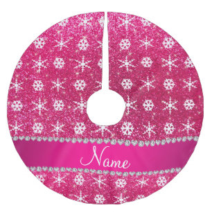 Persoonlijke naam roze glitter witte sneeuwvlokken kerstboom rok