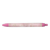 Persoonlijke naam Roze Gold Glitter Zwarte Inkt Pen (Voorkant)