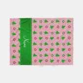 Persoonlijke naam roze kerststerren fleece deken (Voorkant (Horizontaal))