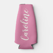 Persoonlijke naam roze script vrijgezellenfeest flesjeskoeler (Voorkant)
