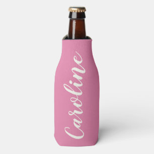 Persoonlijke naam roze script vrijgezellenfeest flesjeskoeler