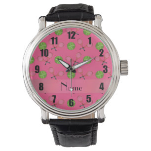 Persoonlijke naam roze tennisballen horloge