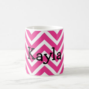 Persoonlijke naam Roze & Witte Chevron Koffiemok