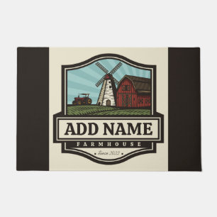 Persoonlijke naam Rustic Farmhouse Old Windmill Deurmat