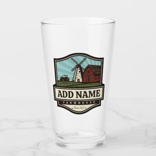 Persoonlijke naam Rustic Farmhouse Old Windmill Glas (Voorkant)