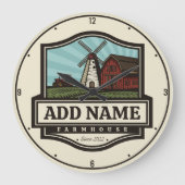 Persoonlijke naam Rustic Farmhouse Old Windmill Grote Klok (Voorkant)