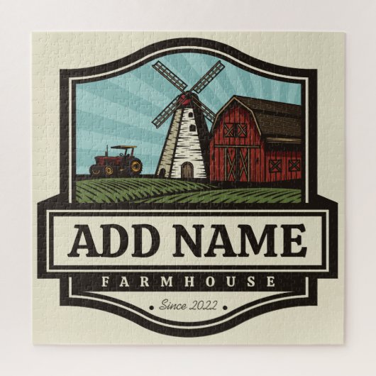 Persoonlijke naam Rustic Farmhouse Old Windmill Legpuzzel (Verticaal)