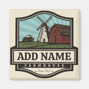 Persoonlijke naam Rustic Farmhouse Old Windmill Magneet