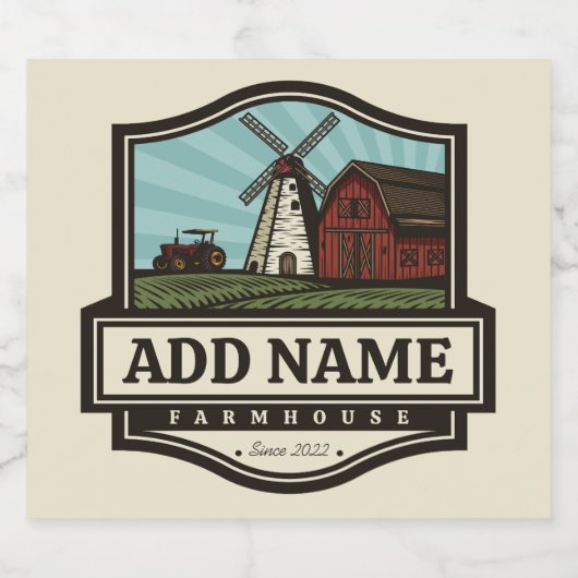 Persoonlijke NAAM Rustieke boerderij Oude windmole Bier Etiket (Enkel label)
