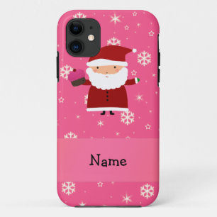 Persoonlijke naam santa cupcake roze sneeuwvlokken iPhone 11 hoesje