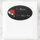 Persoonlijke naam Santa Hat Gift Label Sticker (Tas)