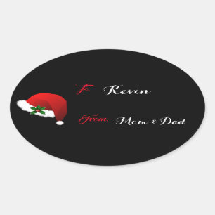 Persoonlijke naam Santa Hat Gift Label Sticker