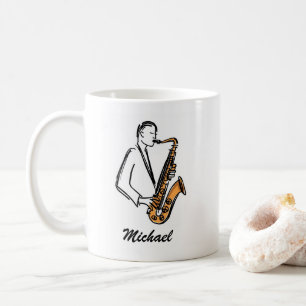 Persoonlijke naam saxofonist – muziek liefhebber koffiemok