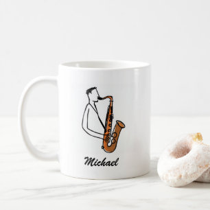 Persoonlijke naam saxofonist – muziek liefhebber koffiemok