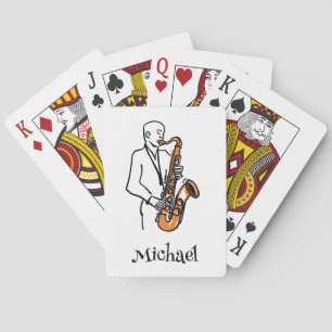 Persoonlijke naam saxofonist – Muziek liefhebber Pokerkaarten
