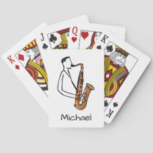 Persoonlijke naam saxofonist – muziekliefhebber pokerkaarten