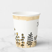 Persoonlijke naam Schattig goud wit & zwart bloemm Papieren Bekers (Rechts)