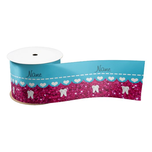 Persoonlijke naam schattig tandroze glitter lint (Spoel)
