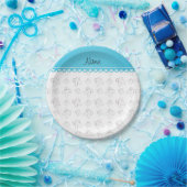Persoonlijke naam schattig wittand patroon papieren bordje (Feest)