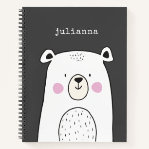 Persoonlijke naam Schattige Beer Whimsical Kindere Notitieboek