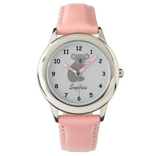 Persoonlijke naam schattige koala beer roze meisje horloge