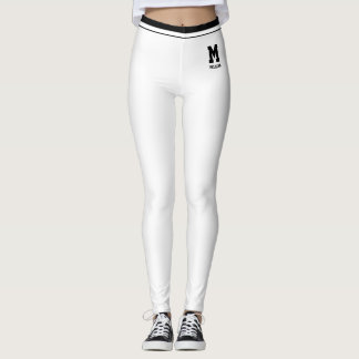 Persoonlijke naam Schattige witte en zwarte gestre Leggings