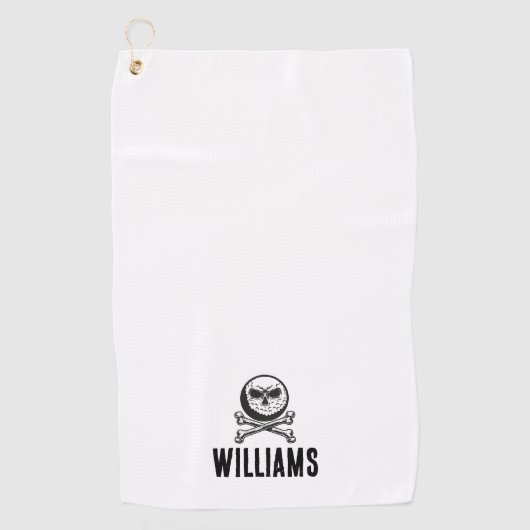 Persoonlijke naam Schedel Golfbal En Kruisbeendere Golfhanddoek (Voorkant)