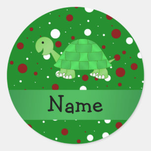 Persoonlijke naam schildpad kerst ronde sticker