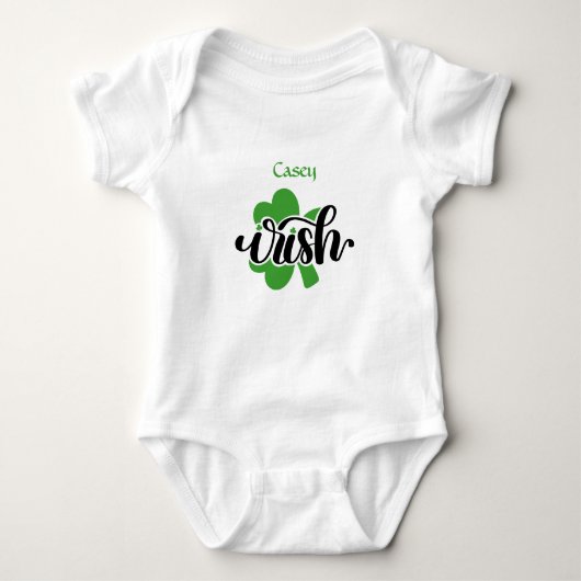 Persoonlijke naam Shamrock Irish St Patricks Baby Romper (Voorkant)