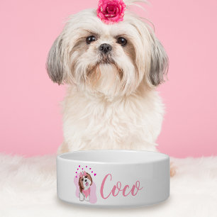 Persoonlijke naam Shih-Tzu met harten hond Voerbakje