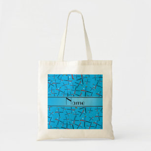Persoonlijke naam sky blue field hockey patroon tote bag