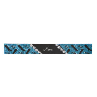Persoonlijke naam sky blue glitter boows lint