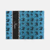 Persoonlijke naam sky blue glitter elephants fleece deken (Voorkant (Horizontaal))