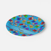 Persoonlijke naam sky blue mexican worstling papieren bordje (Gekanteld)