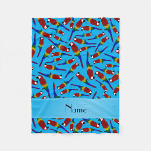Persoonlijke naam sky blue red parrots fleece deken