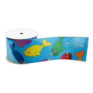 Persoonlijke naam sky blue regenbow narwhals lint