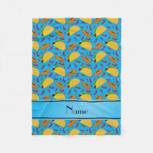 Persoonlijke naam sky blue tacos sombreros chilis fleece deken