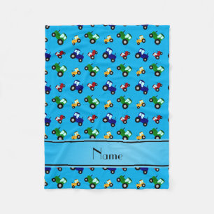 Persoonlijke naam sky blue tractors fleece deken