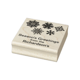 Persoonlijke naam Snowflakes kerstKaart of Label Rubberstempel